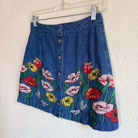 Signature Eight Embroidered Denim Mini Skirt - Picture 2 of 10